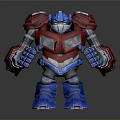 Red And Blue Armored Robot Character With Futuristic Mechanical Design