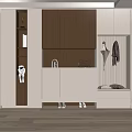 Modern Shoe Cabinet Interior Design with Wooden White Cabinets Clothing Rack Bench and Lighting