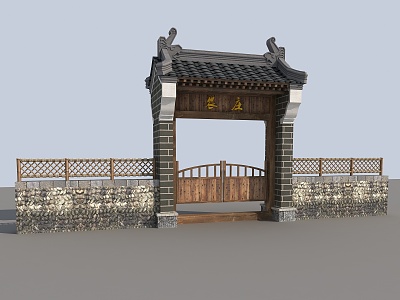 Chinese-style gate head 3d model