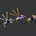Game and Movie Characters Armored Figures in Silver Blue and Gold Armor with Dynamic Poses