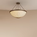 Unique Shaped Chandelier With Grid Patterned Cream Shade For Modern Interior Design 3d model