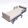 Single Bed with Metal Frame Side Rails and Light Colored Mattress on Wheels 3d model