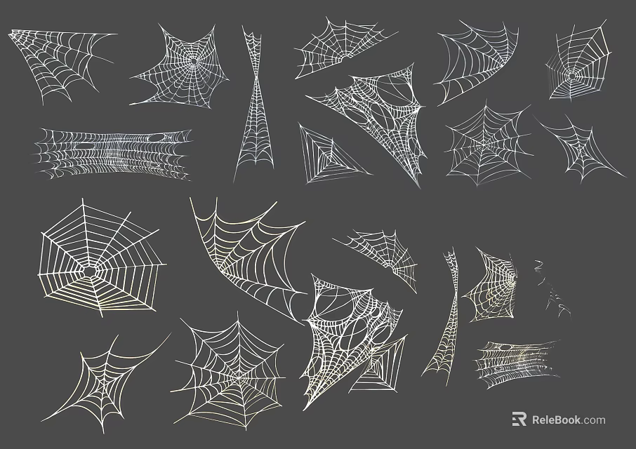 Decorative Spider Web Pattern Hangings With Various Artistic Designs And Styles 3d model 