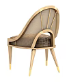 Elegant Leisure Chair Featuring Golden Frame Curved Backrest Mesh Design Circular Cutout And Plaid Cushion