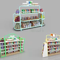 Multi Layer Colorful Retail Display Shelves for Store Merchandise Snacks 3d model