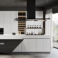Modern Kitchen Interior Design With White Cabinets Island Counter And Hanging Lights