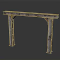 Weathered Metal Bridge Structure With Rustic Support Columns And Industrial Style 3d model