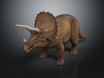 Realistic Triceratops Character 3D Model With Brown Skin Frilled Head And Horns 3d model