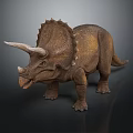 Realistic Triceratops Character 3D Model With Brown Skin Frilled Head And Horns