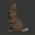 Cute Brown Rabbit Standing With Large Ears And Front Paws Together On Gray Background