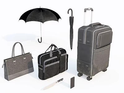 Stylish Modern Luggage Collection With Wheeled Suitcase Handbag And Briefcase 3d model
