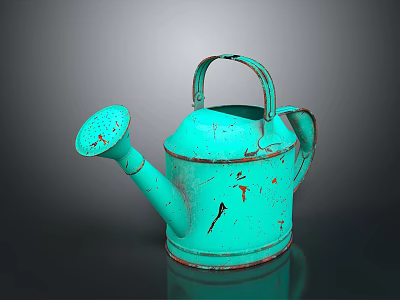 Vintage Green Teapot With Chipped Paint Rustic Tea Ware Decor Piece 3d model