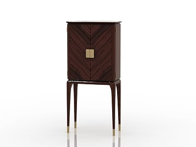 Elegant Modern Sideboard With Dark Chevron Wood Grain And Gold Accents 3d model