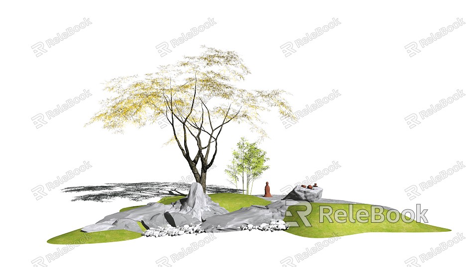 New Chinese Landscape Sketches Plant Stone Tea Table Trees Flowers and Plants rockery Waterscape model