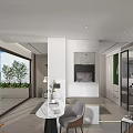 Modern Bathroom Interior With Freestanding Bathtub Glass Partition And Natural Light