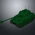 Detailed Green Military Tank Model With Long Cannon Tracks And Top Antennas