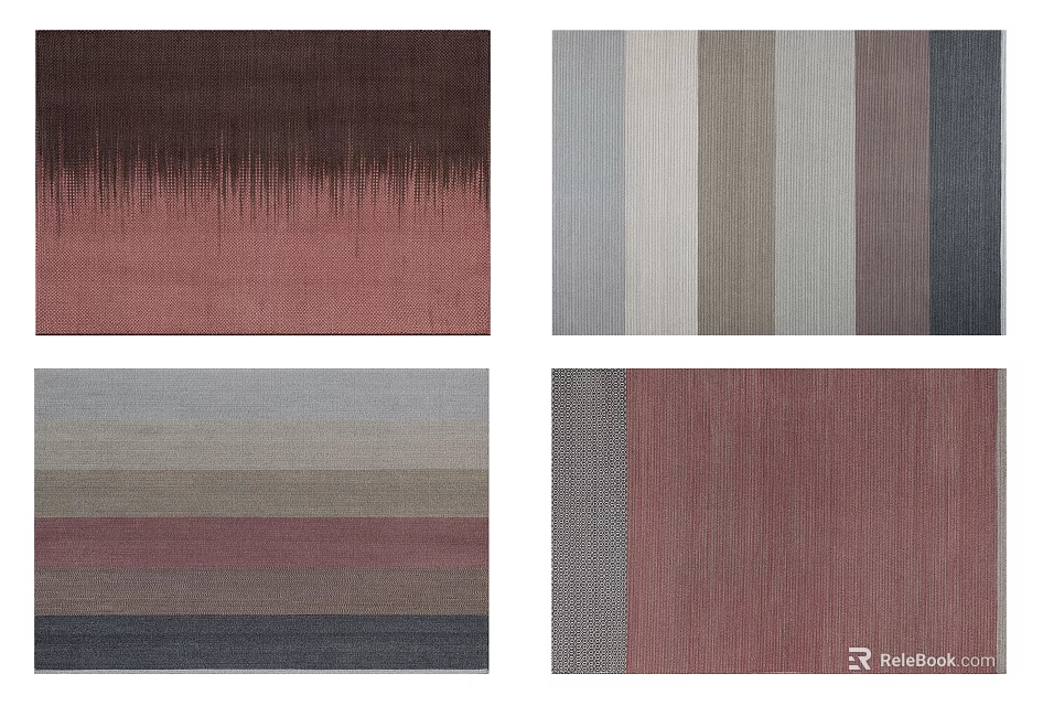 Modern Square Carpet With Gradient Stripe Patterns And Various Soft Color Tones 3d model