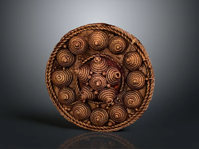 Handcrafted Circular Woven Decorative Piece With Intricate Spiral Patterns And Textured Edges 3d model