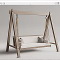 Comfortable Indoor Swing Chair With Wooden Frame And White Cushion