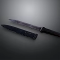 Vintage Weapon Knife With Sharp Blade Black Leather Sheath And Wooden Handle