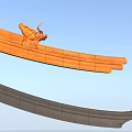 Traditional Chinese Architectural Roof Eave With Curved Gray Structure And Orange Horn Shaped Ornament
