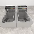 Commercial Double Tank Deep Fryer With Stainless Steel Body And Black Control Panel
