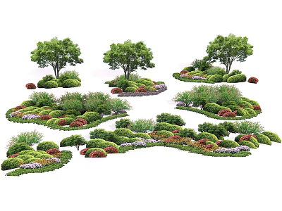 Beautiful Diverse Shrub Landscaping Designs With Mixed Greenery And Tree Accents 3d model