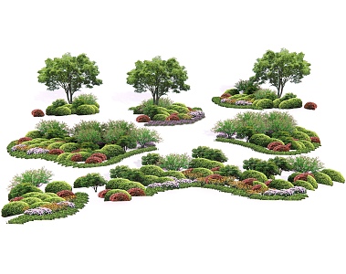 modern plant combination arbor shrub group plant group 3d model