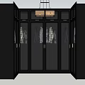 Black Open Wardrobe Modern Design Interior With Hanging Rods Shelves And Clothes