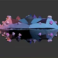 Vibrant Iridescent Polygonal Gemstone With Blue Purple Pink Hues And Sparkling Facets