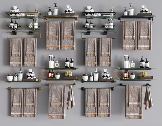 Modern Towel Rack Towel Rack Storage Rack Bathroom Ornaments Combination 3d model