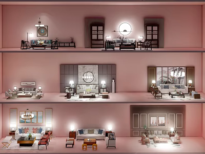 Modern Living Room Sofa Coffee Table Combination With Stylish Decor And Lighting 3d model