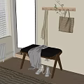 Cozy Sofa Bench With Grey Blanket And Hanging Bag Beside White Shoes Near Window
