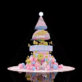 Festive Pink Celebration Decoration Tower With Golden Decorations Balloons And LOGO
