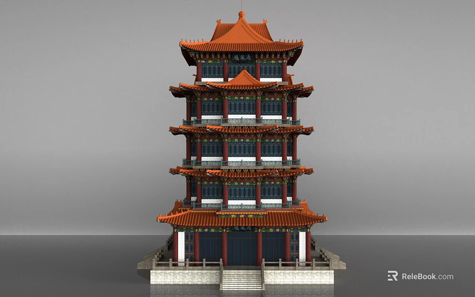 Traditional Chinese Multi story Pagoda Architecture with Classic Roof Design and Layered Structure 3d model 