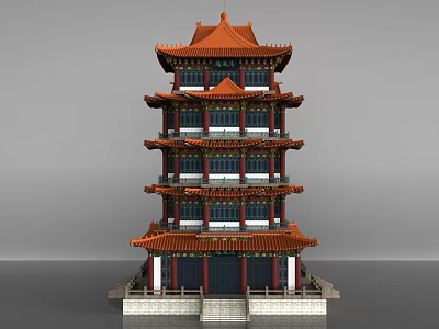 Traditional Chinese Multi story Pagoda Architecture with Classic Roof Design and Layered Structure 3d model