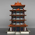 Traditional Chinese Multi story Pagoda Architecture with Classic Roof Design and Layered Structure