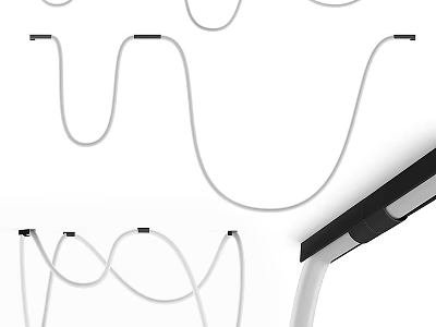 Contemporary Curved Chandelier Design With White Linear Shades And Black Accents For Interior 3d model