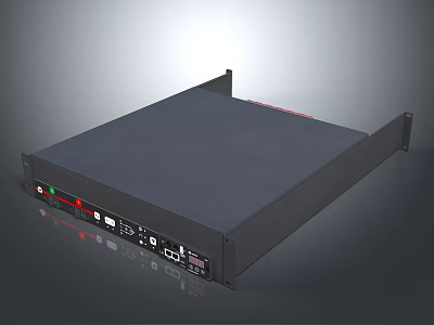 Black Rack Mountable Electronic Device With Control Panel And Interface Ports 3d model