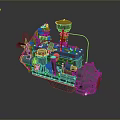 Detailed Mechanical Engine Model With Fan Cylinder And Fuel Tank Components