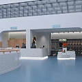 Stylish Shopping Mall Retail Store Interior With Display Shelves And Cashier Counter
