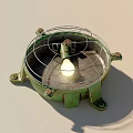 Green Ceiling Light With Metal Frame And Wire Mesh Cover Illuminated Bulb