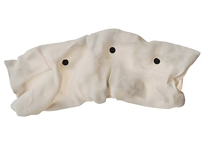 White Fabric Wall Light With Modern Pleated Design And Three Round Lights 3d model