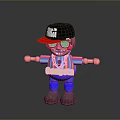 Cartoon Figure With Black Red Cap Smiling Face Striped Shirt Blue Pants And GANGBOSS Text