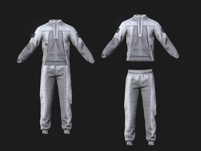 Gray Sportswear Tracksuit Set With Long Sleeve Jacket And Cargo Pants Featuring Pockets 3d model