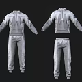 Gray Sportswear Tracksuit Set With Long Sleeve Jacket And Cargo Pants Featuring Pockets