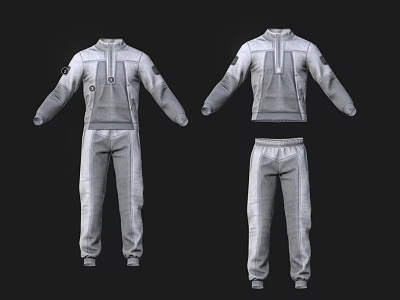 Gray Sportswear Tracksuit Set With Long Sleeve Jacket And Cargo Pants Featuring Pockets 3d model