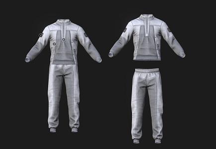 Clothes Sportswear Pleated Clothes Carved T-Shirt Pants 3d model