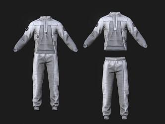 Clothes Sportswear Pleated Clothes Carved T-Shirt Pants 3d model