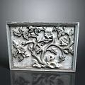 Silver Decorative Relief Panel with Intricate Floral and Foliage Carvings